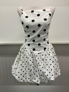 Free People Misty Polka Dot Bubble Hem Mini Dress NWOT Medium